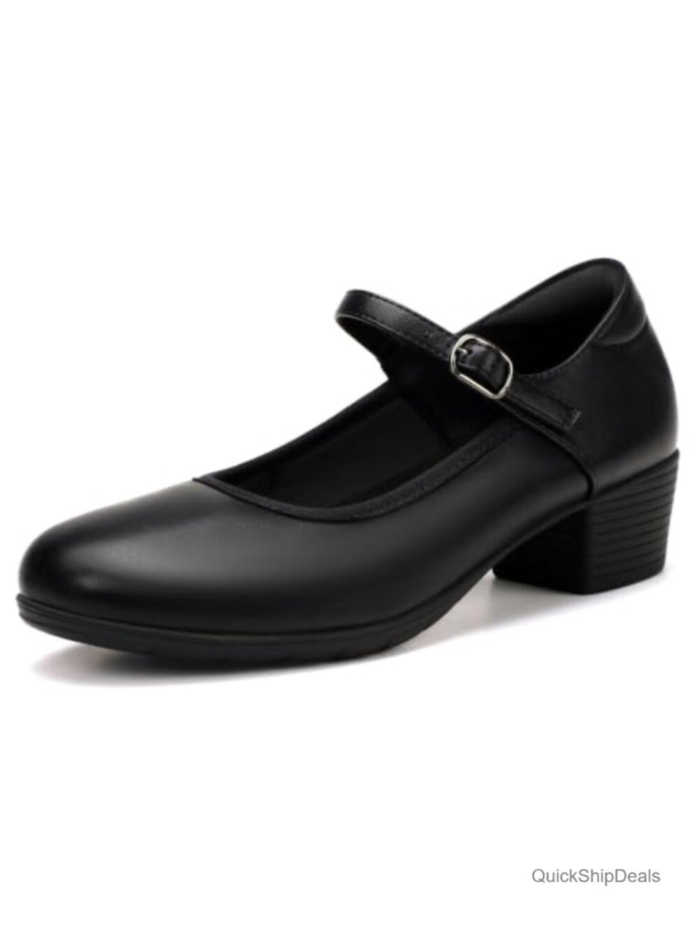 IDIFU Mary Jane Shoes Women Closed Toe Low Block Heel Dress Pumps